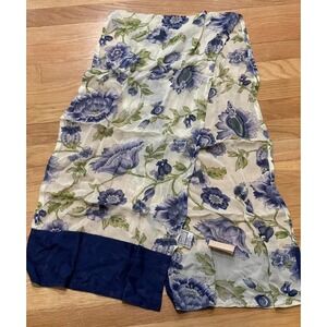 Vintage‎ April Cornell Scarf Sheer Floral Blue White Long 64" x 15" Cottage New